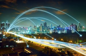 city scape and network connection concept