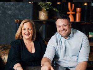 Celia Dumas with her creative partner Rob Hutt